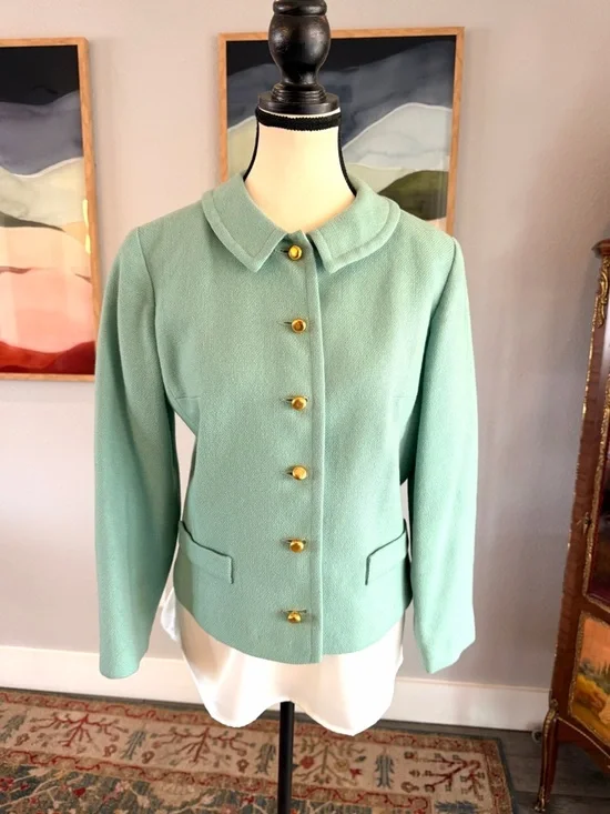 Vintage Majestic -Green Women's Blazer with Gold Buttons - Picture 5 of 7